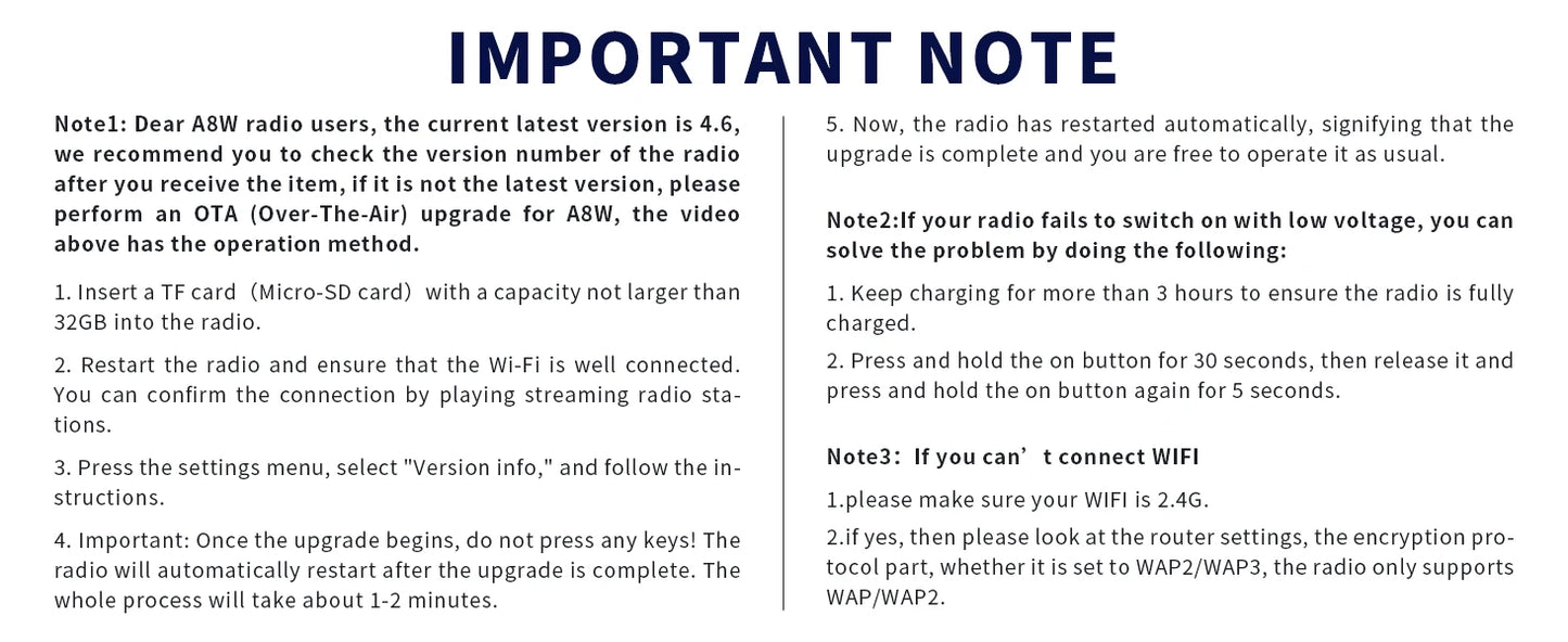 Bulk stock【Official & Original】Choyong A8W Internet Radio (Global Version) w/Alarm Clock