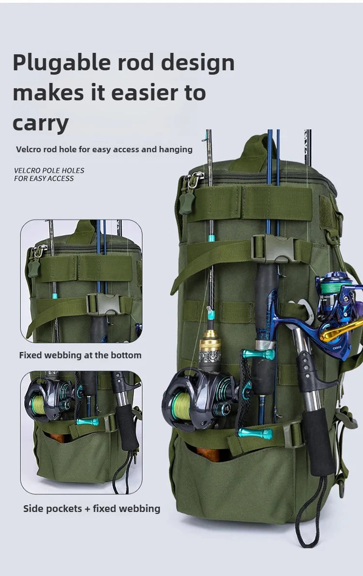Multifunctional Fishing Backpack for Men Large Capacity Rod Storage Shoulder Bag Outdoor Sports Fish Equipment Storage Pack 2028