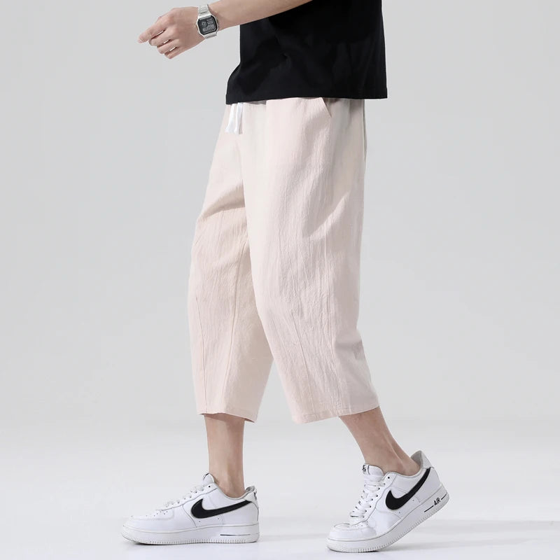 Summer Casual Linen Short Pants New Cotton Straight Mens Lightweight Shorts Large Solid Color Gym Fifth Beach Short Pants