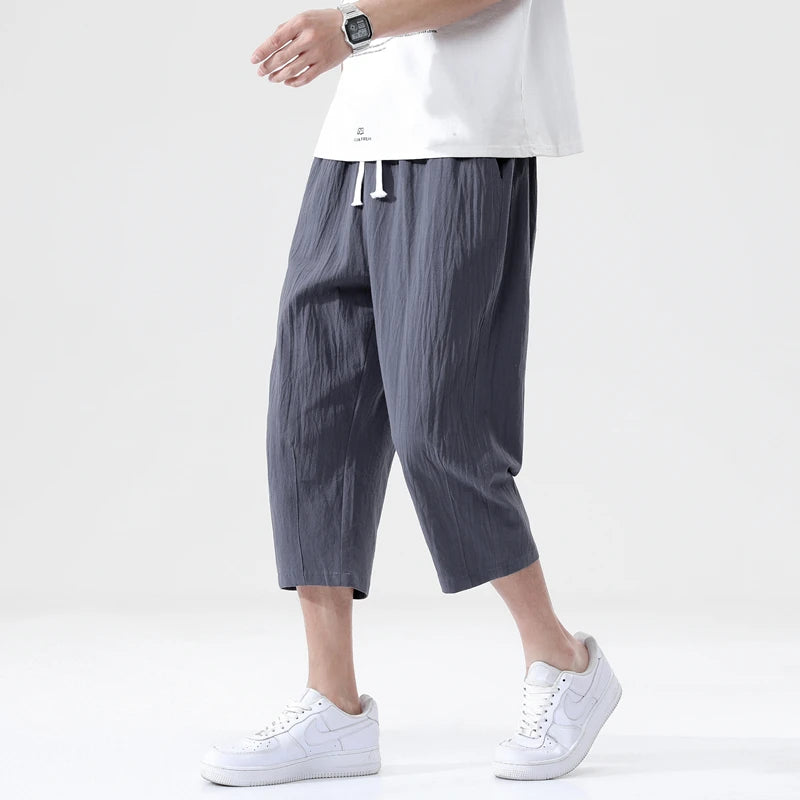 Summer Casual Linen Short Pants New Cotton Straight Mens Lightweight Shorts Large Solid Color Gym Fifth Beach Short Pants