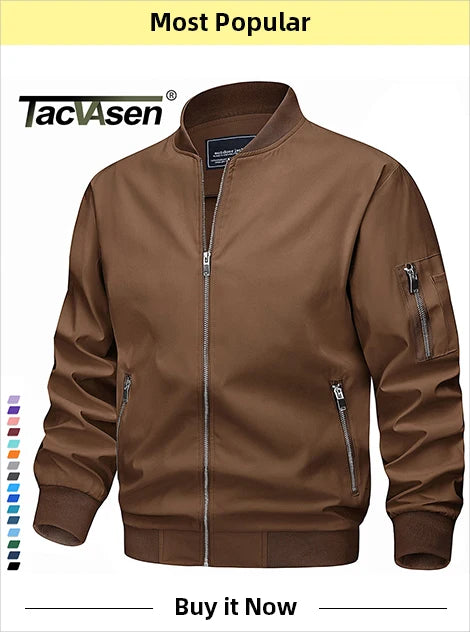 TACVASEN Lightweight Full Zip Fleece Jackets Mens Spring Casual Jacket Outdoor Sportswear With Pockets Stand Collar Outwear Tops