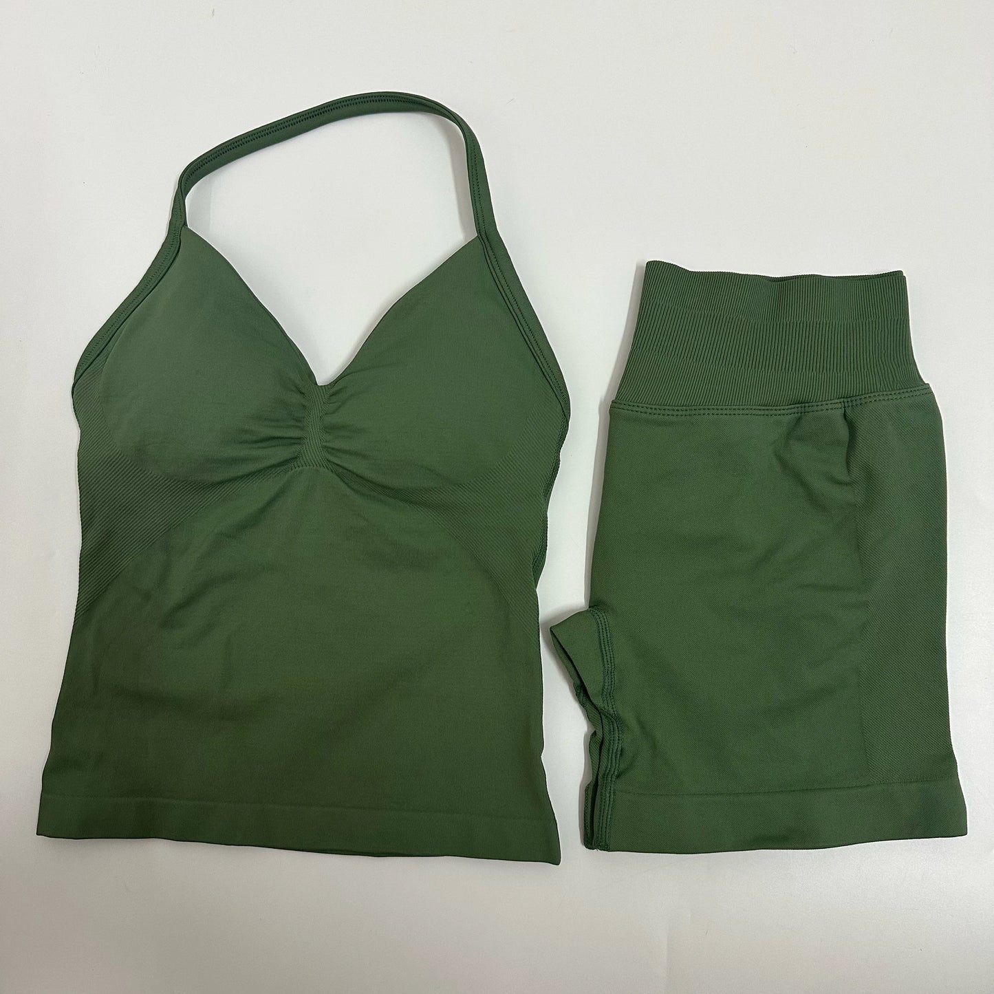 Yoga Set Women Padded Halter Tank Top Scrunch Butt Lifting Gym Shorts Set Summer Sportswear Workout Clothes