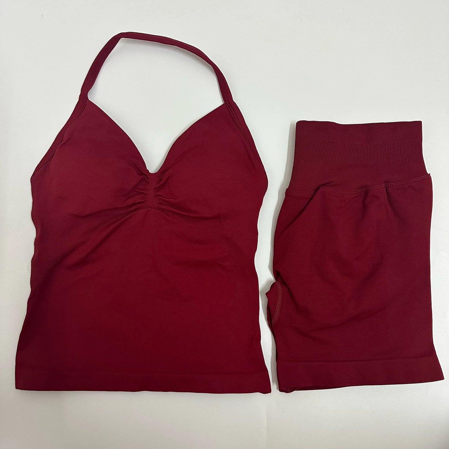 Yoga Set Women Padded Halter Tank Top Scrunch Butt Lifting Gym Shorts Set Summer Sportswear Workout Clothes