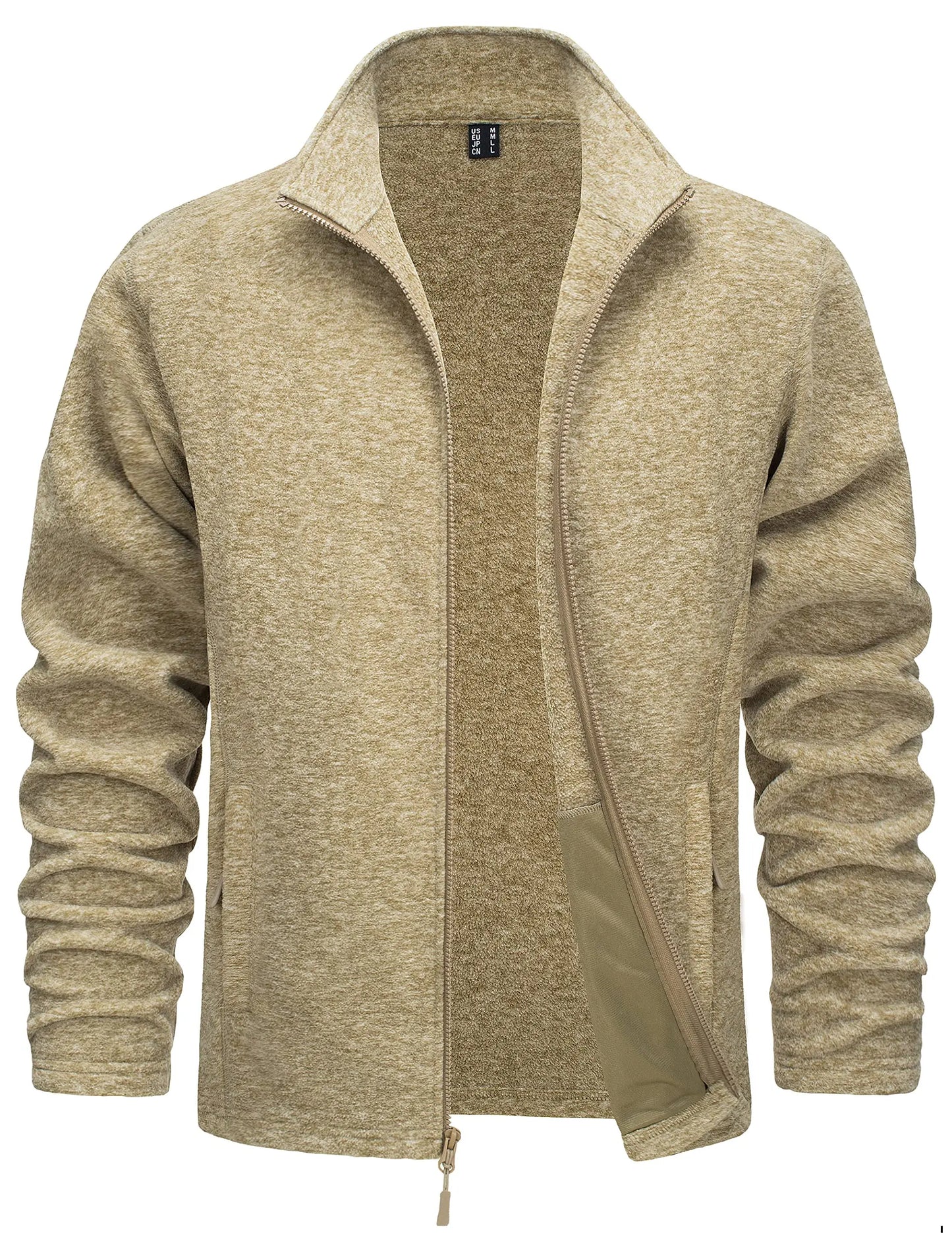TACVASEN Lightweight Full Zip Fleece Jackets Mens Spring Casual Jacket Outdoor Sportswear With Pockets Stand Collar Outwear Tops