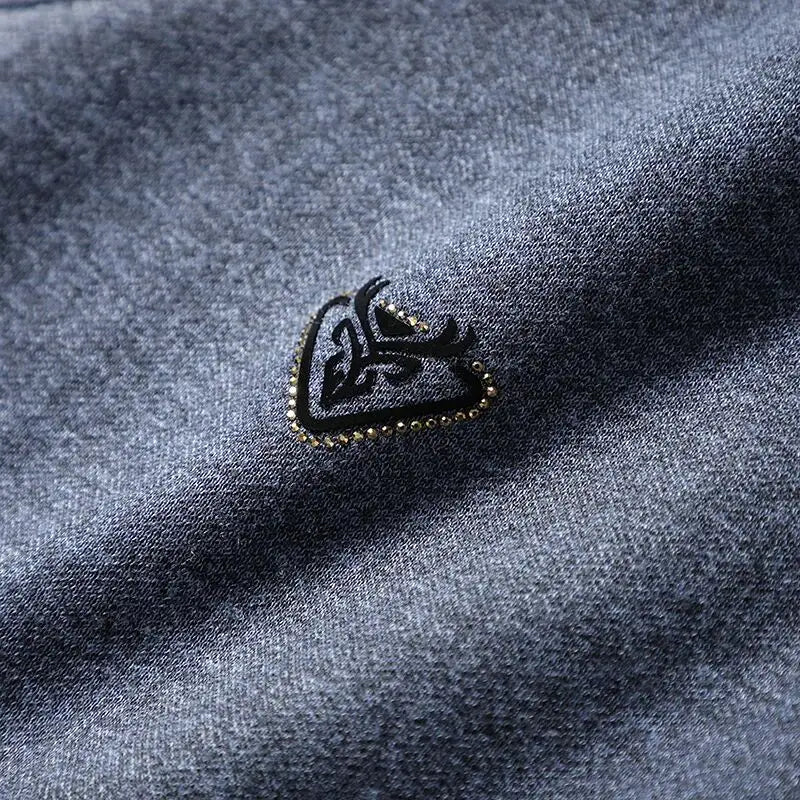 Thickened Warmth Integrated Fleece Stripe Knitted Sweater Fake Two-Piece Design Casual Loose Fit Polyester Long Sleeve Shirt