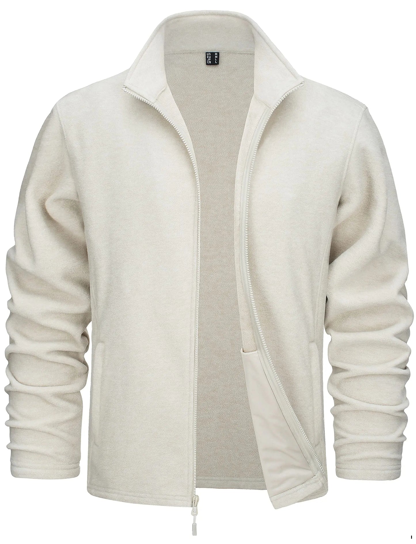 TACVASEN Lightweight Full Zip Fleece Jackets Mens Spring Casual Jacket Outdoor Sportswear With Pockets Stand Collar Outwear Tops