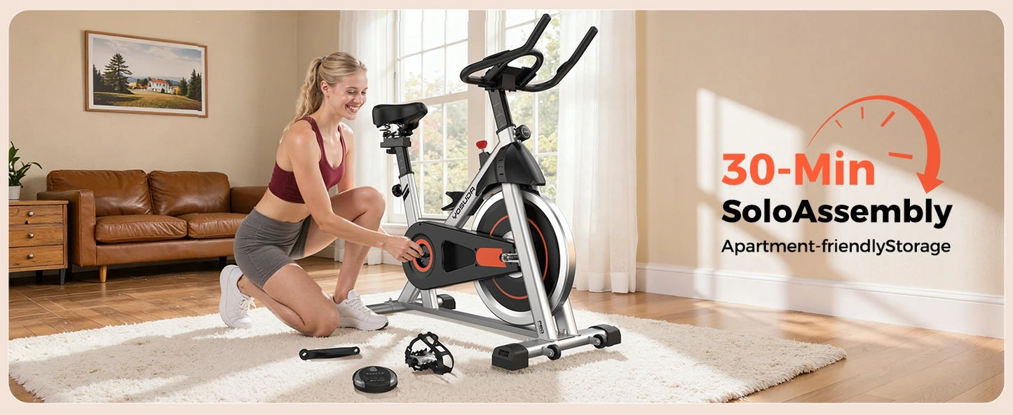 YOSUDA Exercise Bike, Brake Pad Stationary Bike for Home with Exclusive App, Magnetic Indoor Cycling Bike with 300 lb Weight