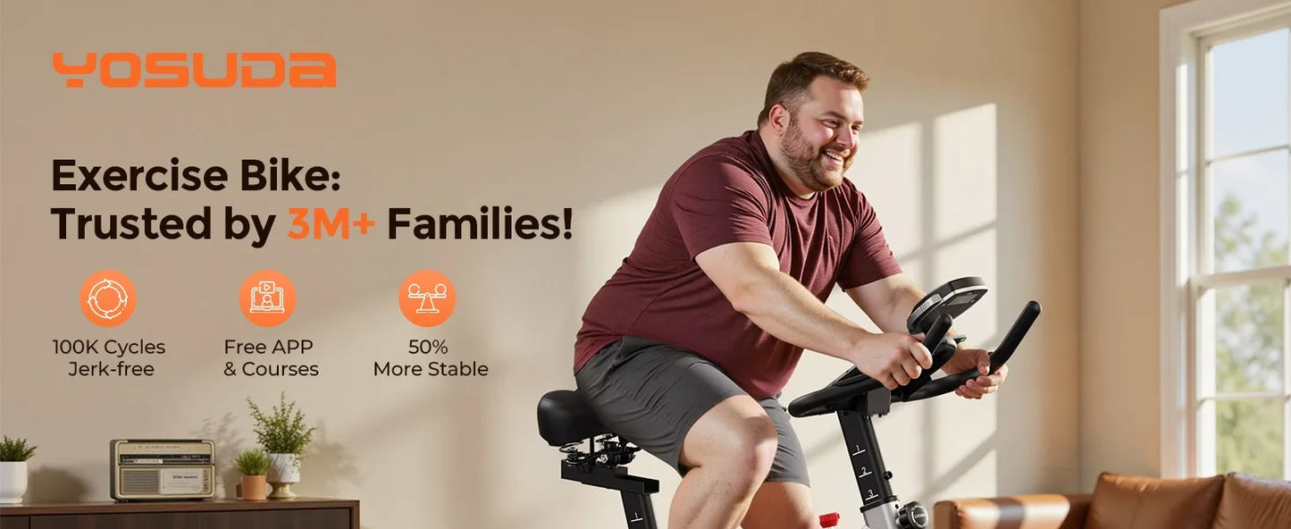 YOSUDA Exercise Bike, Brake Pad Stationary Bike for Home with Exclusive App, Magnetic Indoor Cycling Bike with 300 lb Weight