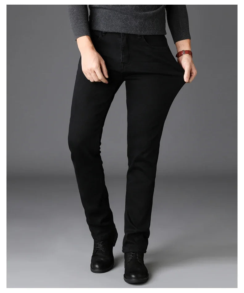 Spring Autumn Men Classic Fashion Brand Jeans Homme Man Soft Stretch Black Biker Masculino Denim Trousers Mens Pants Overalls