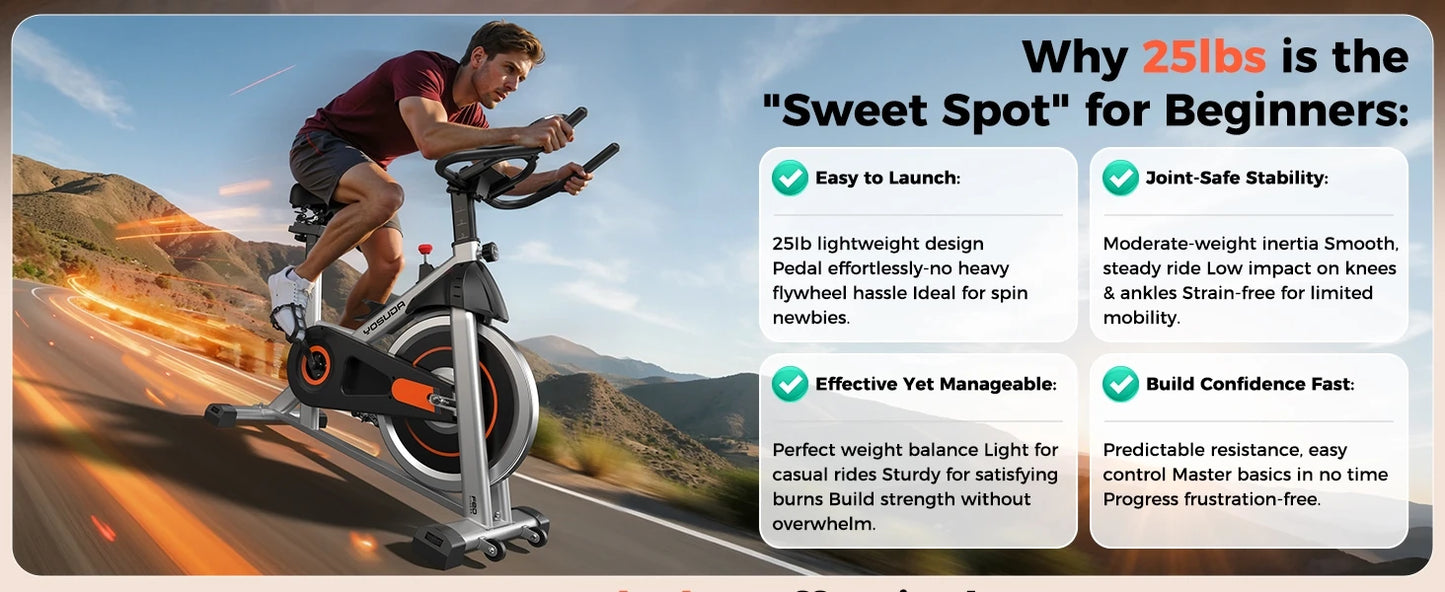 YOSUDA Exercise Bike, Brake Pad Stationary Bike for Home with Exclusive App, Magnetic Indoor Cycling Bike with 300 lb Weight