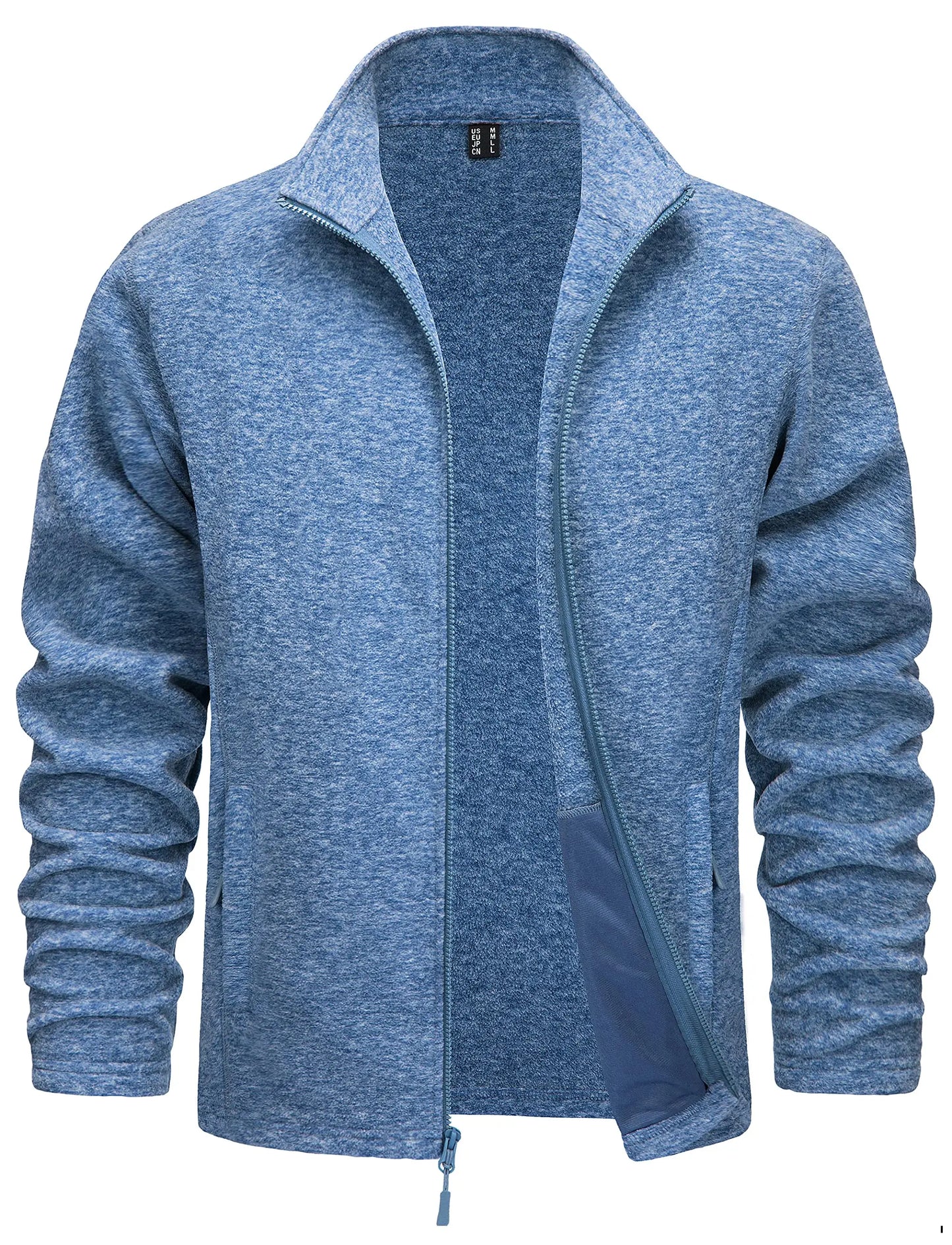 TACVASEN Lightweight Full Zip Fleece Jackets Mens Spring Casual Jacket Outdoor Sportswear With Pockets Stand Collar Outwear Tops