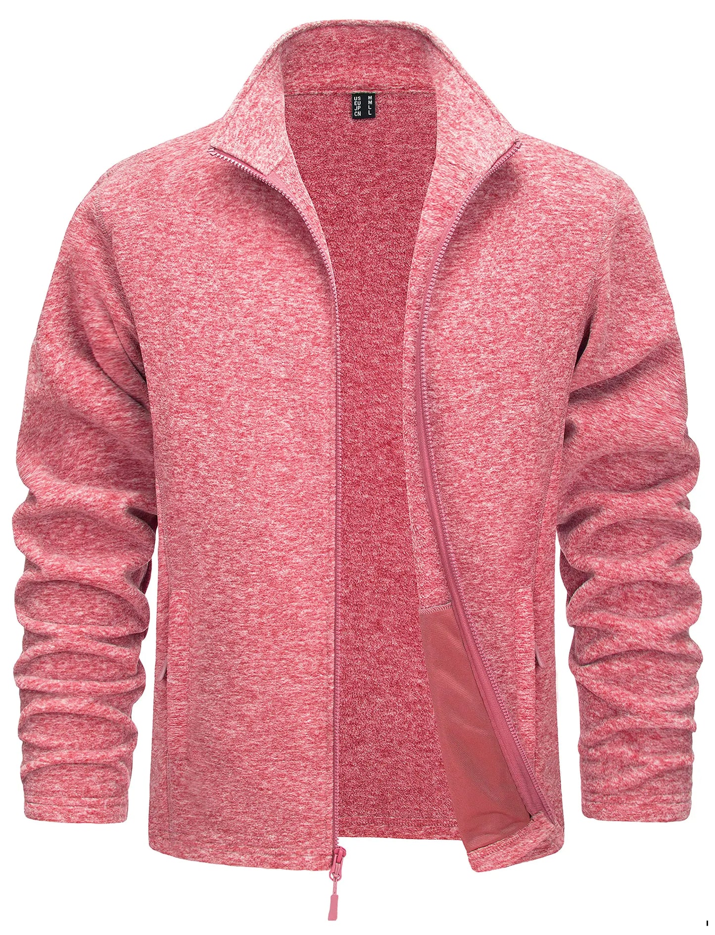 TACVASEN Lightweight Full Zip Fleece Jackets Mens Spring Casual Jacket Outdoor Sportswear With Pockets Stand Collar Outwear Tops