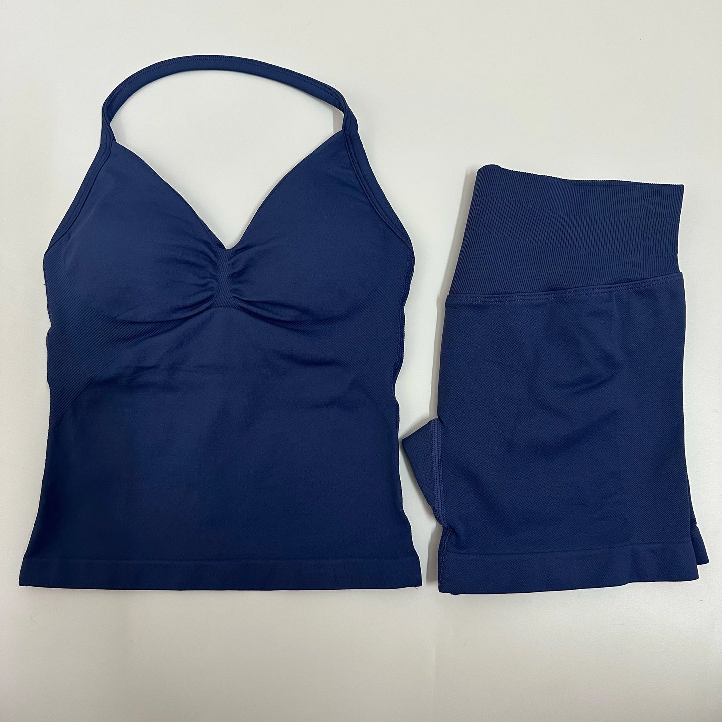 Yoga Set Women Padded Halter Tank Top Scrunch Butt Lifting Gym Shorts Set Summer Sportswear Workout Clothes