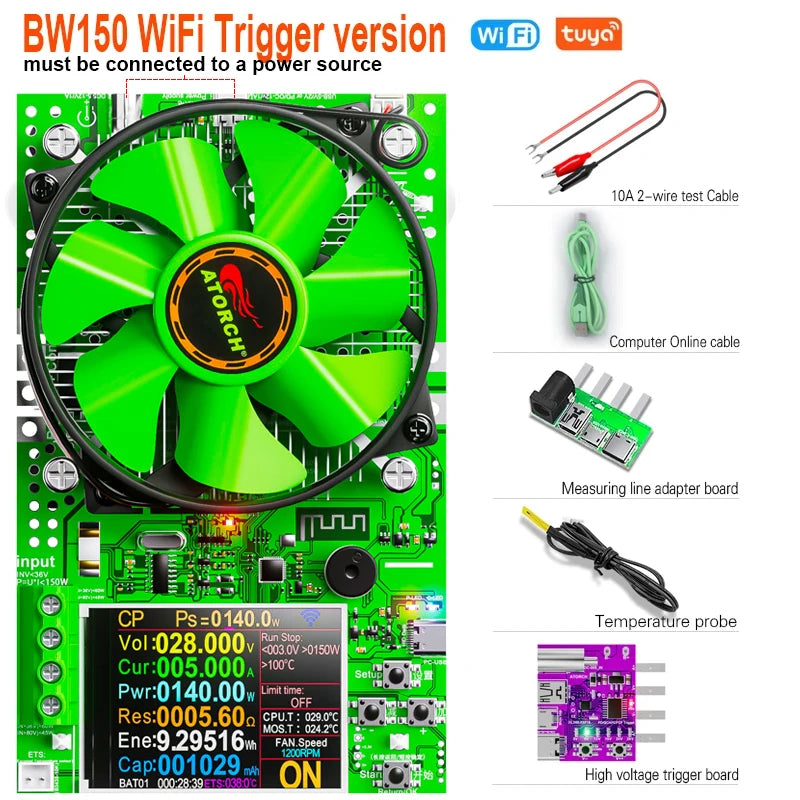 ‌Tuya WiFi Smart Battery Tester 18650 Capacity Meter USB Electronic Load Internal Resistance Detector with Real-Time APP Monitor