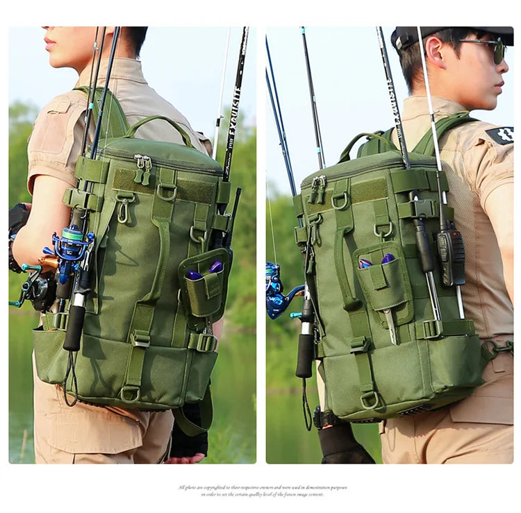 Multifunctional Fishing Backpack for Men Large Capacity Rod Storage Shoulder Bag Outdoor Sports Fish Equipment Storage Pack 2028