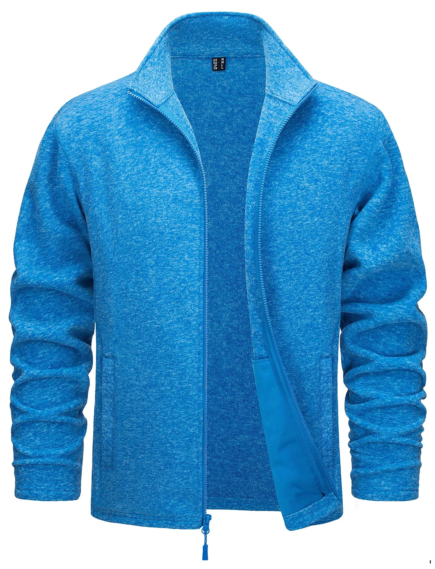 TACVASEN Lightweight Full Zip Fleece Jackets Mens Spring Casual Jacket Outdoor Sportswear With Pockets Stand Collar Outwear Tops