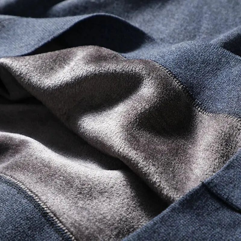 Thickened Warmth Integrated Fleece Stripe Knitted Sweater Fake Two-Piece Design Casual Loose Fit Polyester Long Sleeve Shirt