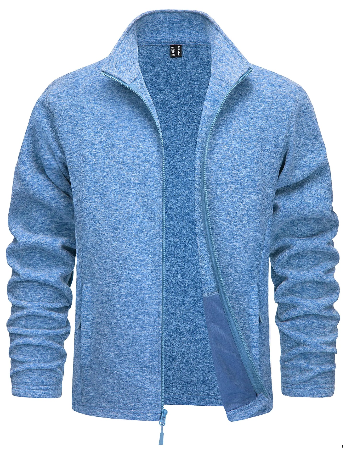 TACVASEN Lightweight Full Zip Fleece Jackets Mens Spring Casual Jacket Outdoor Sportswear With Pockets Stand Collar Outwear Tops