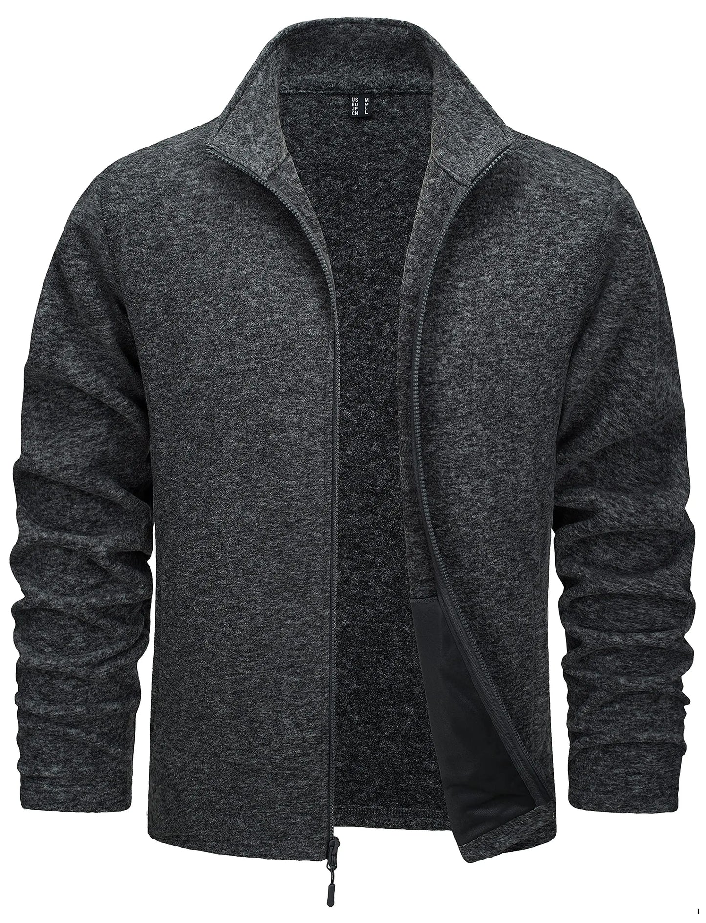 TACVASEN Lightweight Full Zip Fleece Jackets Mens Spring Casual Jacket Outdoor Sportswear With Pockets Stand Collar Outwear Tops