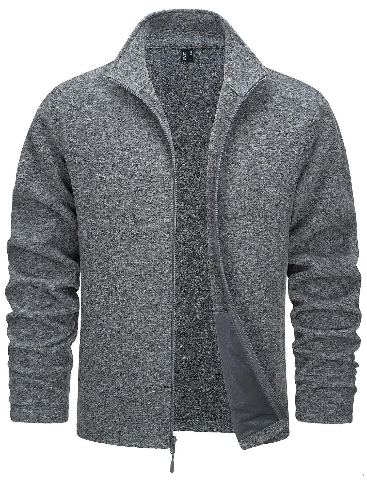 TACVASEN Lightweight Full Zip Fleece Jackets Mens Spring Casual Jacket Outdoor Sportswear With Pockets Stand Collar Outwear Tops