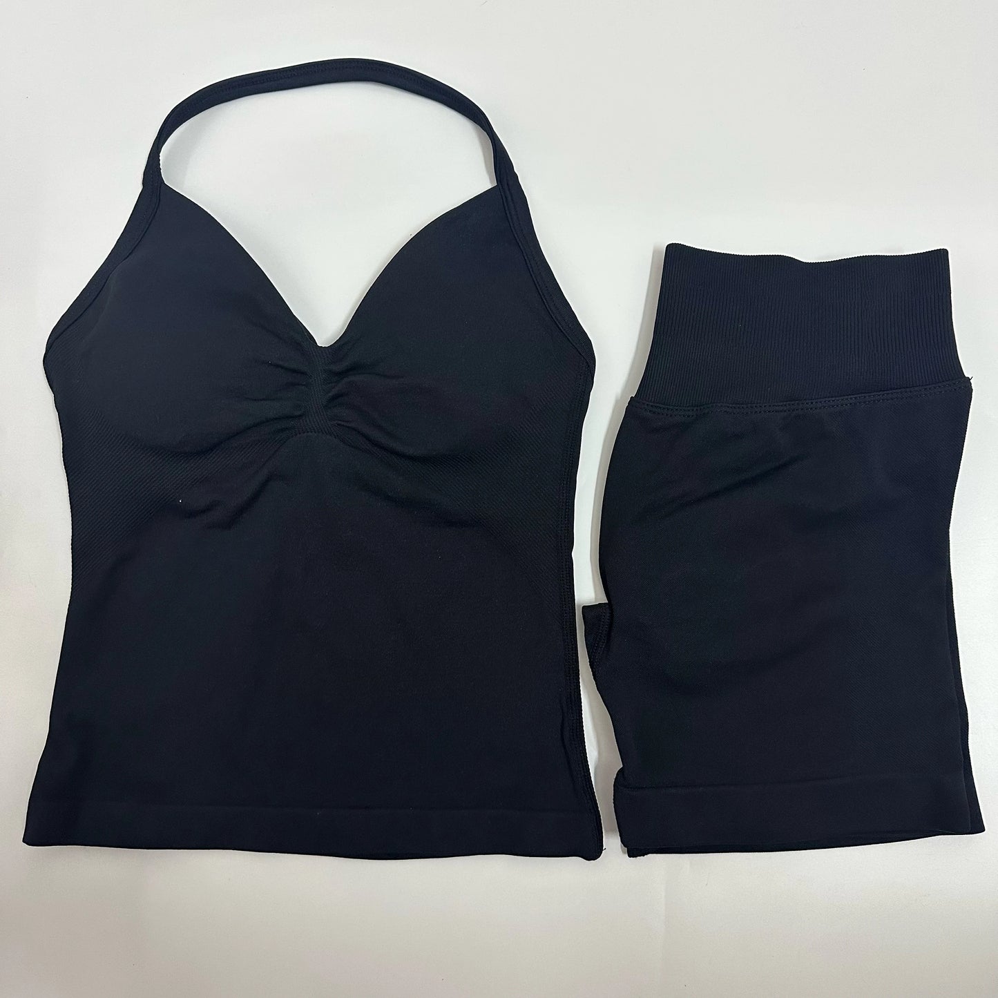 Yoga Set Women Padded Halter Tank Top Scrunch Butt Lifting Gym Shorts Set Summer Sportswear Workout Clothes