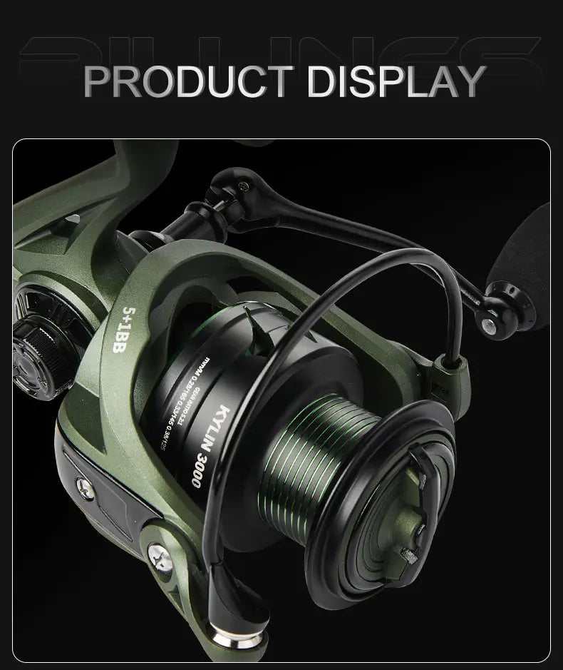 BILLINGS Spinning Reel 5.2:1 Spinning Fishing Reels 17.6 LB Max Drag with Anti-Reverse Metal Spool&CNC Rocker for FreshSaltwater