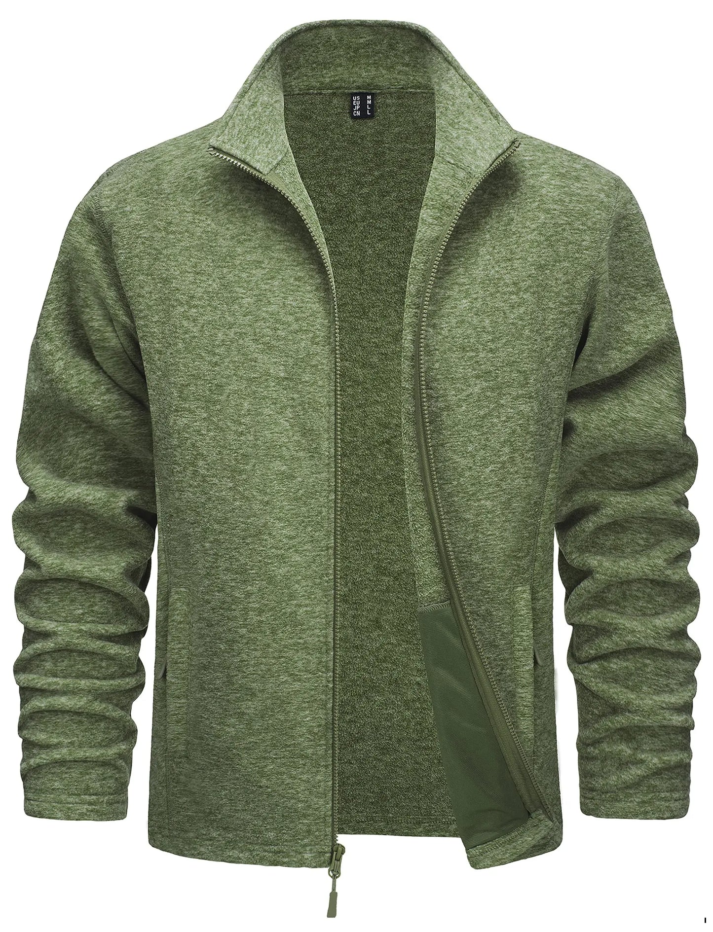 TACVASEN Lightweight Full Zip Fleece Jackets Mens Spring Casual Jacket Outdoor Sportswear With Pockets Stand Collar Outwear Tops