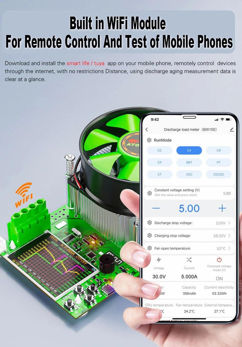 ‌Tuya WiFi Smart Battery Tester 18650 Capacity Meter USB Electronic Load Internal Resistance Detector with Real-Time APP Monitor