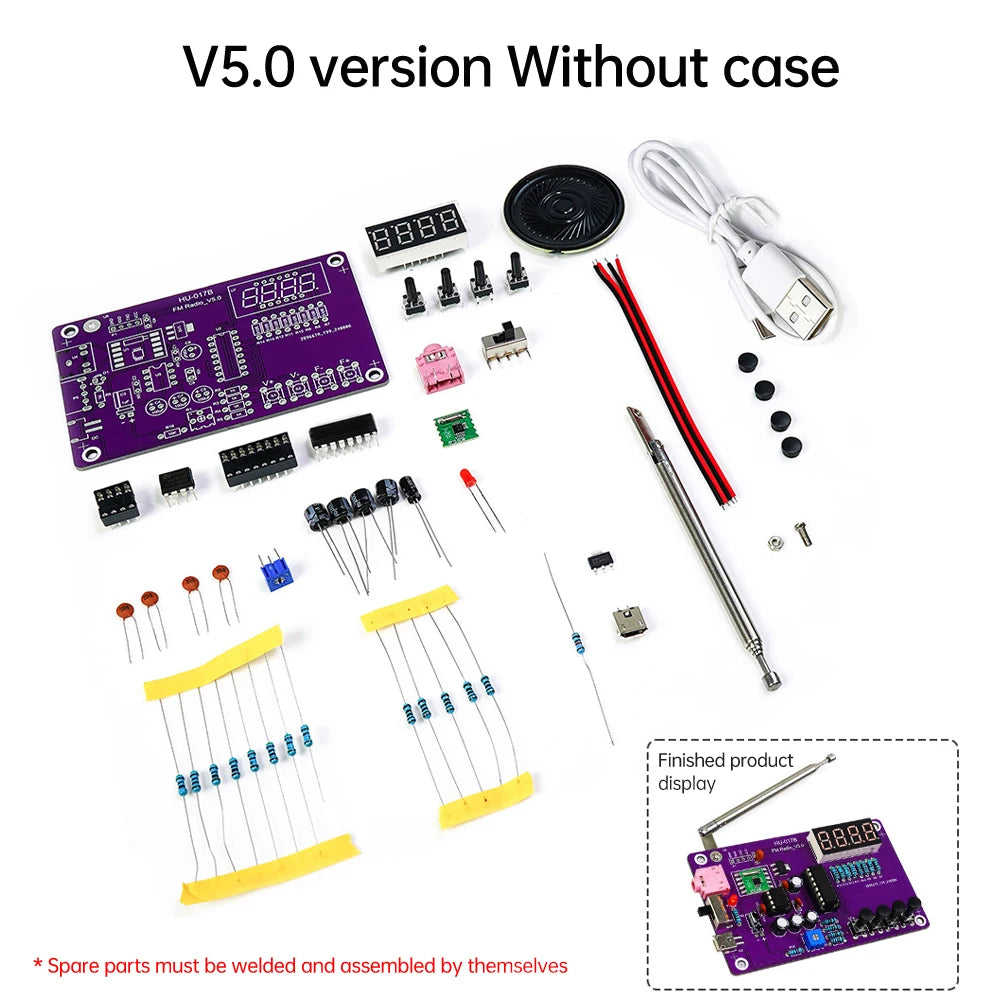 DIY FM Radio Electronic Kit  87-108MHz Adjustable Frequency Digital Display Soldering Project Practice Solder RDA5807S
