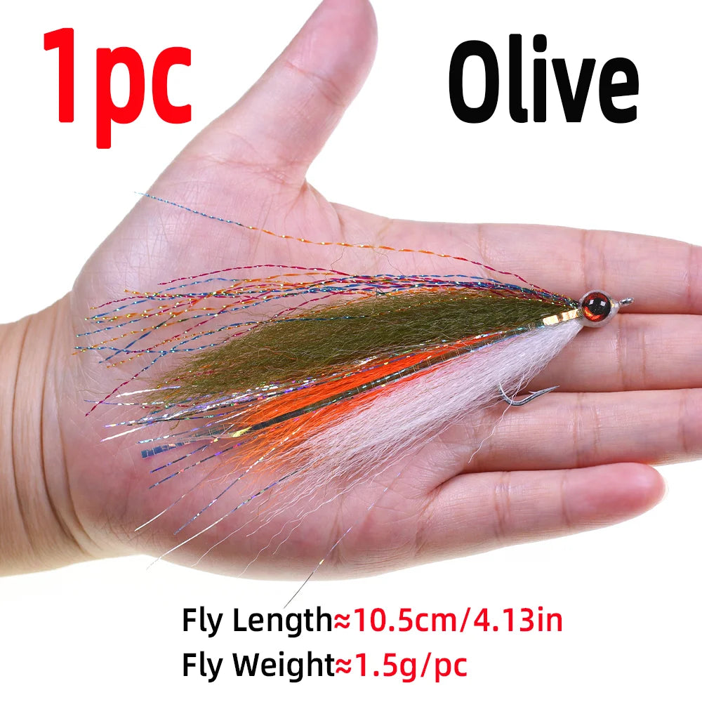 1pc/4pcs Epoxy 3D Fish Eye Clouser Minnow Slinky Fiber Baitfish Saltwater Streamer Fly Fishing Flies Trout Fishing Lure Baits