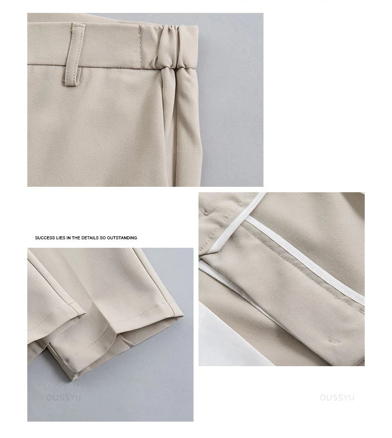 Spring Summer Men's Casual Pants Suit Pant Slim Fit Work Elastic Waist Jogging Business Trousers Male Black Plus Size 40 42