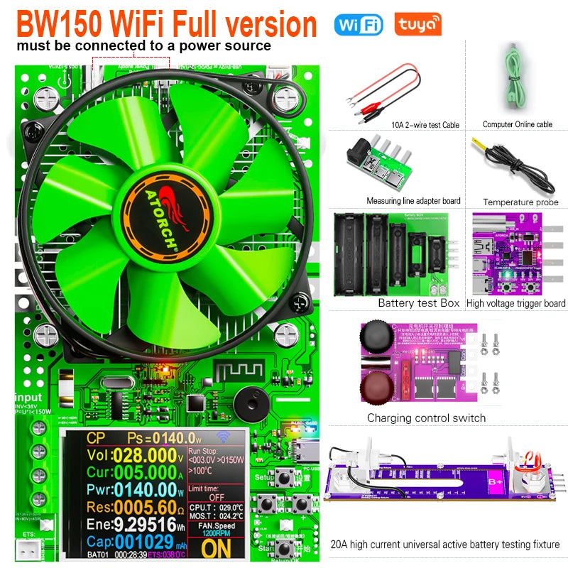 ‌Tuya WiFi Smart Battery Tester 18650 Capacity Meter USB Electronic Load Internal Resistance Detector with Real-Time APP Monitor