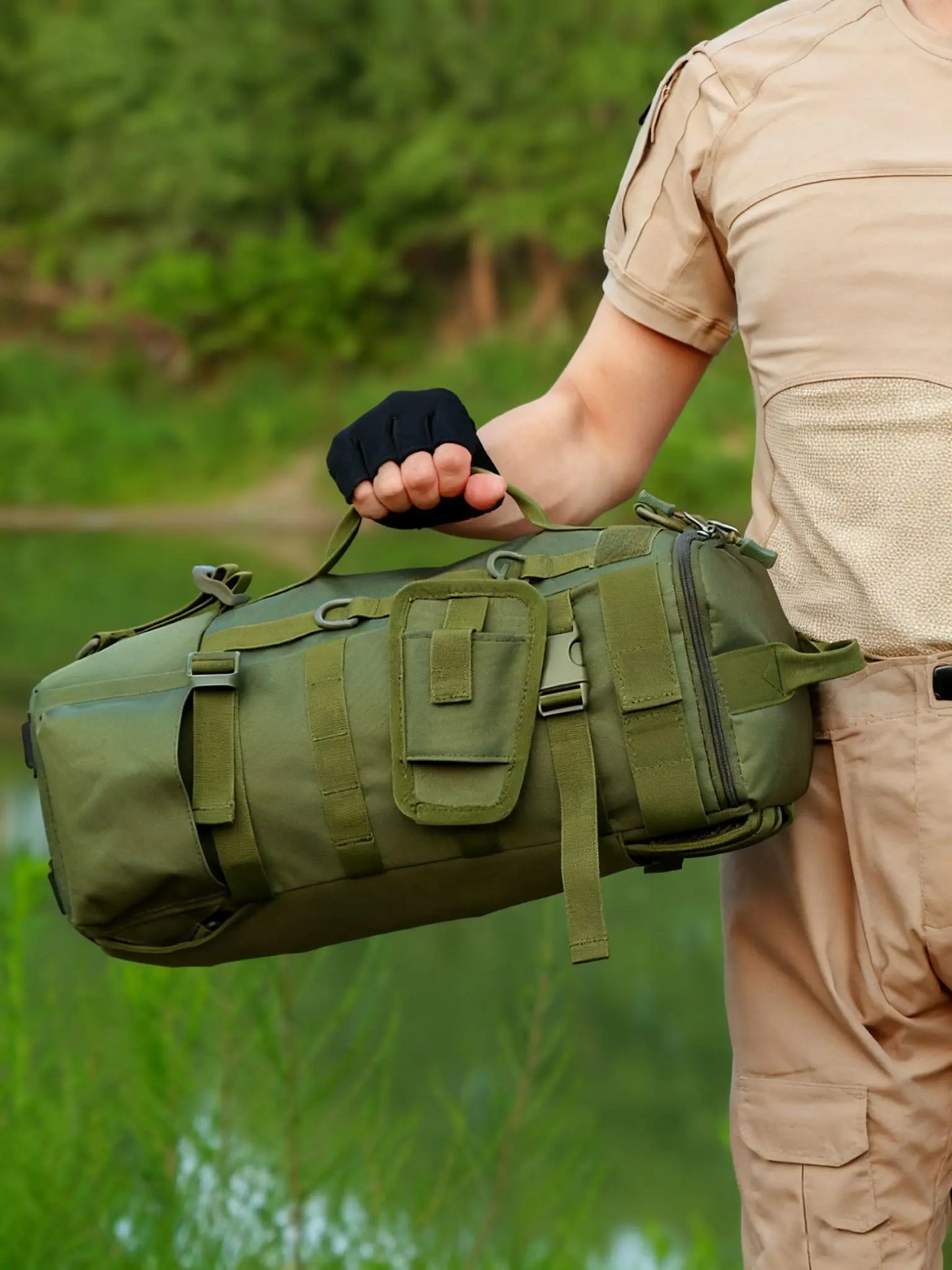 Multifunctional Fishing Backpack Tackle Bag with Rod Holders Fish Equipment Storage Waterproof Wear-resistant Outdoor Sports Bag